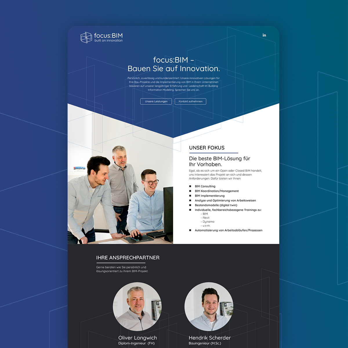 Focusbim Website Konzept und Design